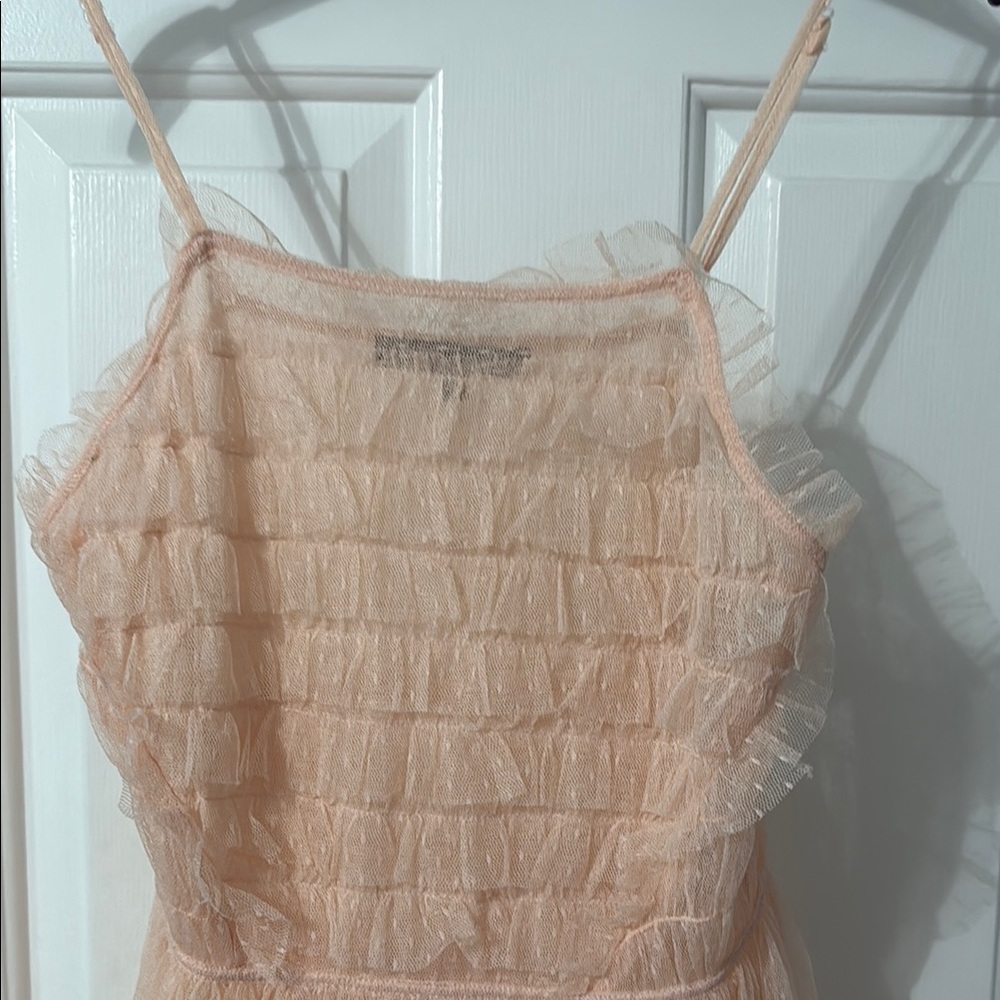 Romeo & Juliet Couture Peach Tulle Dress - Picture 3 of 7